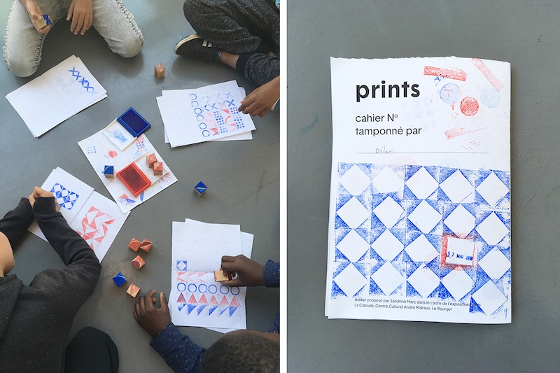 Sandrine Marc, vue de l'atelier Prints, La Capsule, Le Bourget, 2018