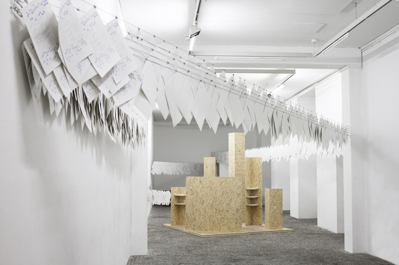 Installation architecturale + partition murale, 2018
Vue d’exposition : Musicographisme_1, Gr_und, Berlin