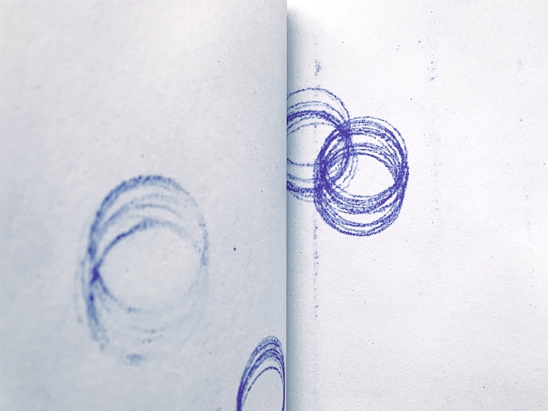 Musicographisme_1, part2, 2018 Auto-édité Couverture papier transfert + machine à écrire Intérieur _ impression polycopie 14,8x21 cm 52 pages Exemplaire unique