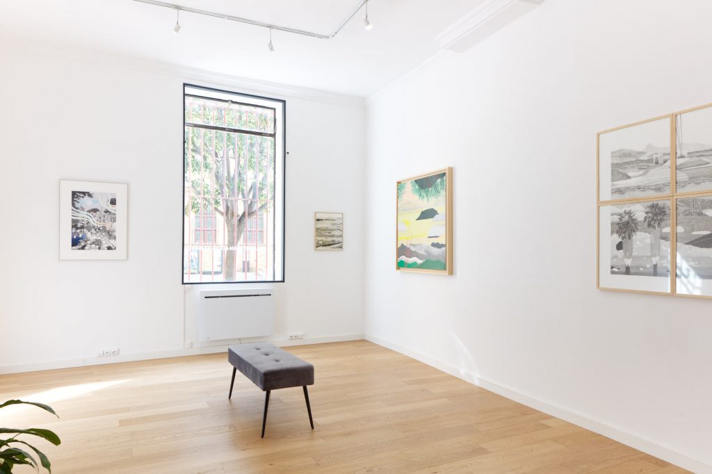 Vue d'exposition Paysages Premiers, Eléonore Deshayes et Anouk Mercier, galerie Jean-Louis Ramand, Aix-en-Provence - Photo Max McClure