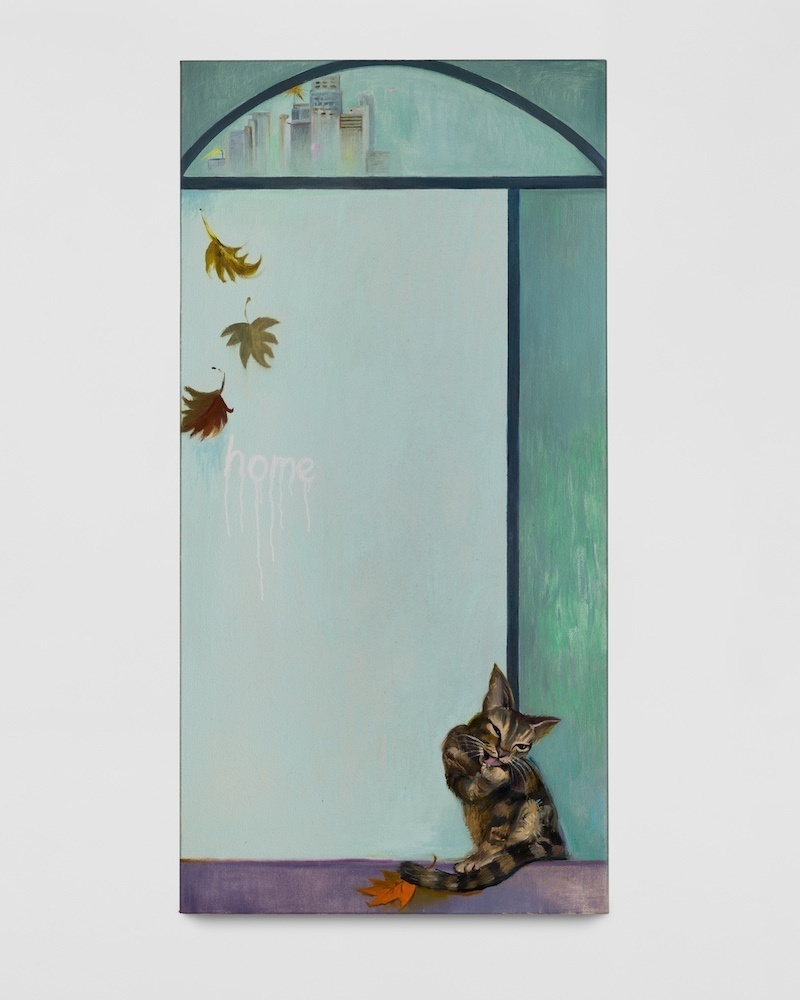 Yan Xinyue, Where is my home___, 2023, oil on canvas, 110 x 55 cm, unique. Photo Aurélien Mole & ofphotostudio