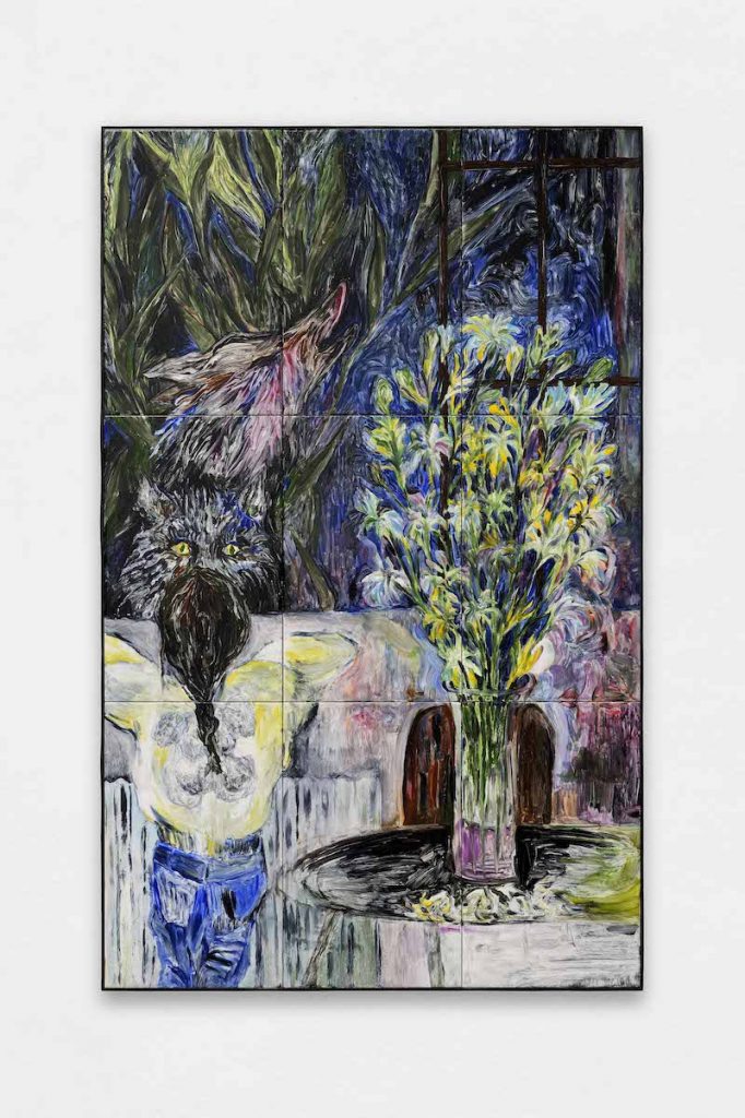 Jacent, I DreamYou (L), 2023, painting on glazed earthenware, baked, mounted on plywood, artist frame, 120.8 x 75.6 cm, unique - Photo Aurélien Mole