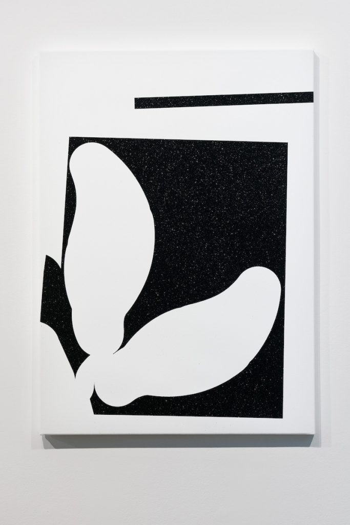 Antoine Duchenet, Thank You for Sending Me an Angel, 2022, peinture acrylique et paillettes sur toile polyester, 50 x 70 cm. Photographie Mathieu Lion