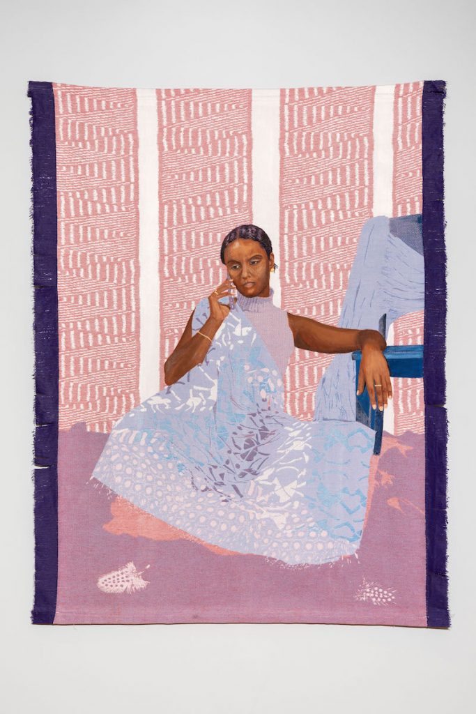 Malaika Temba_U Don't Have to Call, 2023_175x135cm_tissage Jacquard peint_©Romain Darnaud