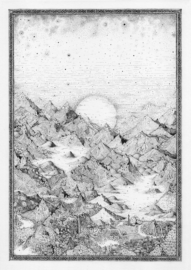 Jack Tezam, Royaumes. (extrait de la série l’Archipel),
210 x 297 mm, Encre de Chine sur papier Canson® 200 gm2,
2020.