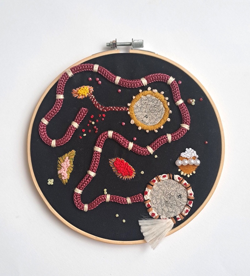 Nathalie Borowski, Sans titre - Broderie, dessin - Diamètre 18cm