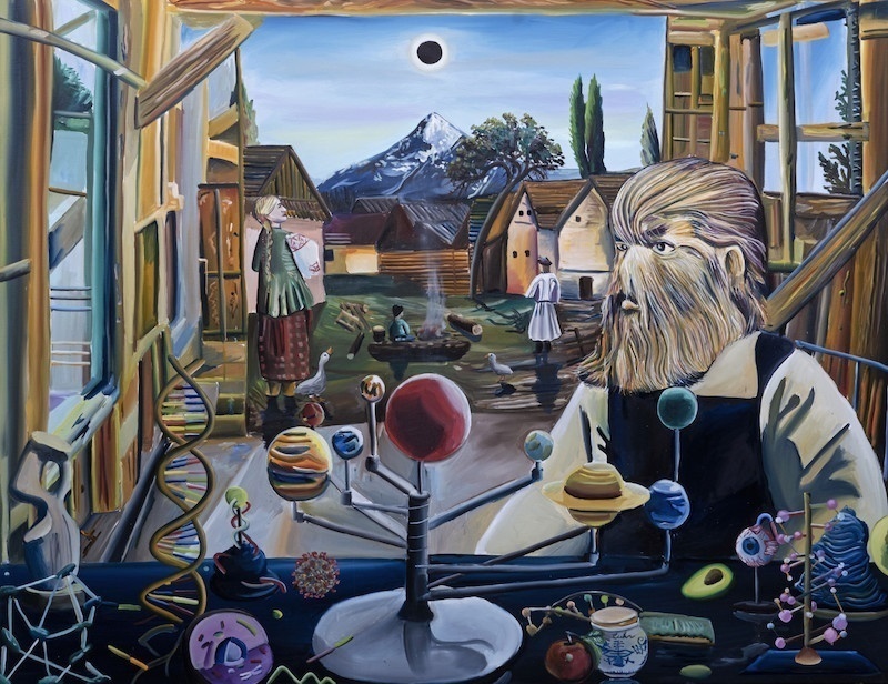 Jan Vytiska, Message incertain sur la fin du monde, 150 * 195 cm, Huile sur toile, 2020