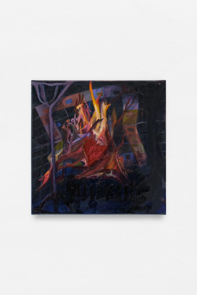 Sequoia Scavullo, The Taste of Your Fireplace II, 2023, oil on canvas, 30 x 30 cm, unique