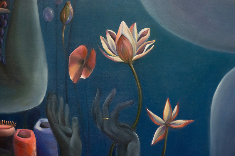 Renske Linders Ophelia - détail -( 2023 ) Huile sur Toile , 150 x 200 cm