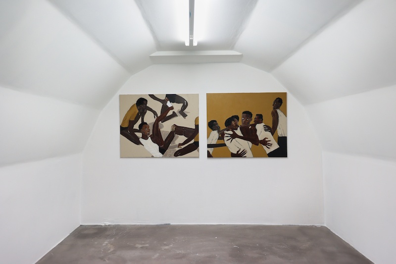 "My Other Self" avec Samuel Aiwerioghene, Victor Puš-Perchaud et Lea Simhony. Galerie Mathilde Le Coz, Paris – Photo : Louise Conesa.