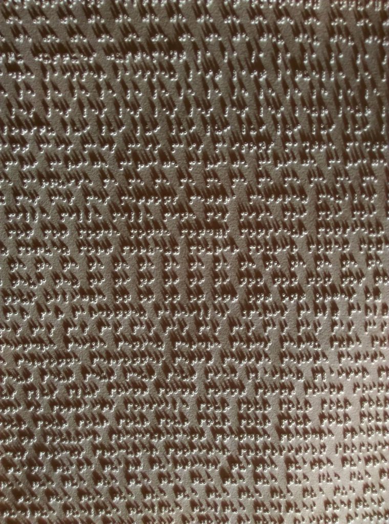 Mas Franck, Monochrome alphabétique en braille de L'Avare- detail 1-14 - papier velin d'arche 56x 85cm
