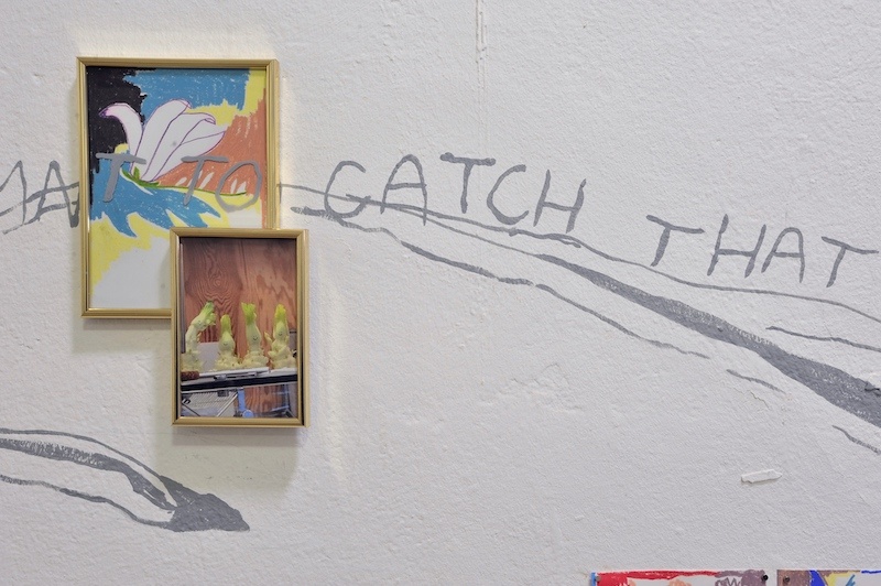 Pamela: Waterlilies. Detail of an installation, 2023. Wall painting, photography, oil pastel drawings on the paper. Photo: Pavel Petrov, OGV Jihlava.