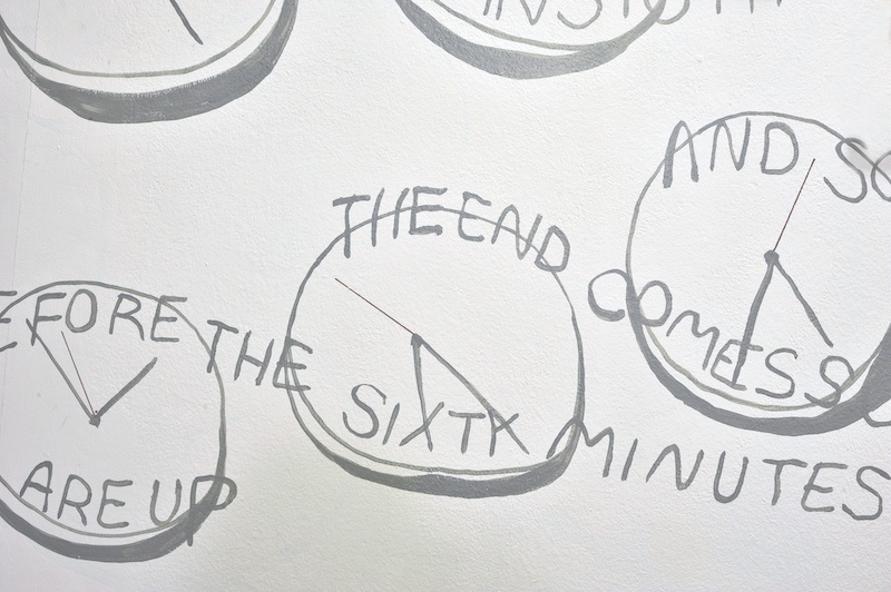 Pamela: Hours. Detail of an installation, 2023. Wall painting, photography, poem. Photo: Pavel Petrov, OGV Jihlava.