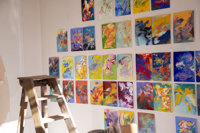Camille Boileau. Vue de l’atelier, série Talvère Thallô en cours de création, 2023.