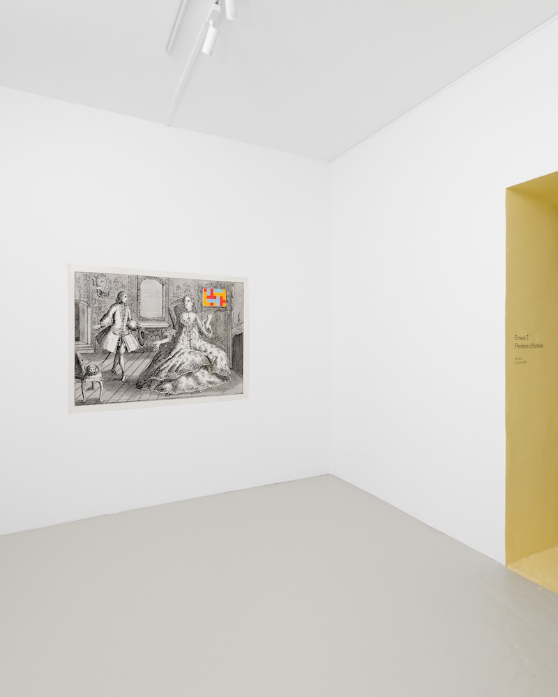 Vue exposition Ernest T., Peintures d'histoire, jusqu'au 27 avril 2024, Project room, Semiose, Paris
Photo A. Mole. Courtesy Semiose, Paris.