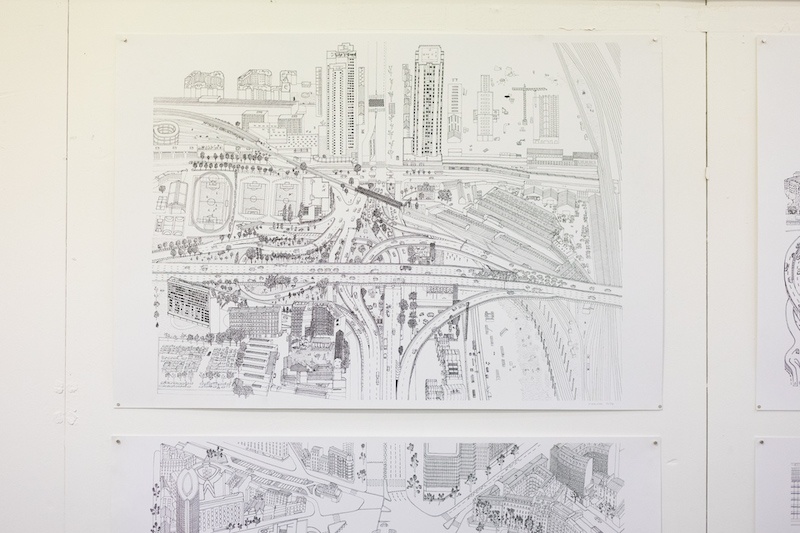 Porte de la Chapelle, Thomas Sindicas. Sérigraphie, 100 x 70 cm Vue exposition Béton ruban, Sample, Bagnolet