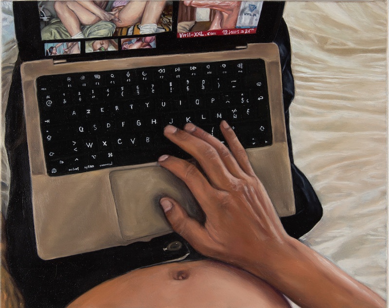 Noah Henry Cabello, Mute button in real life, 33 x 43 cm, huile sur toile, 2023