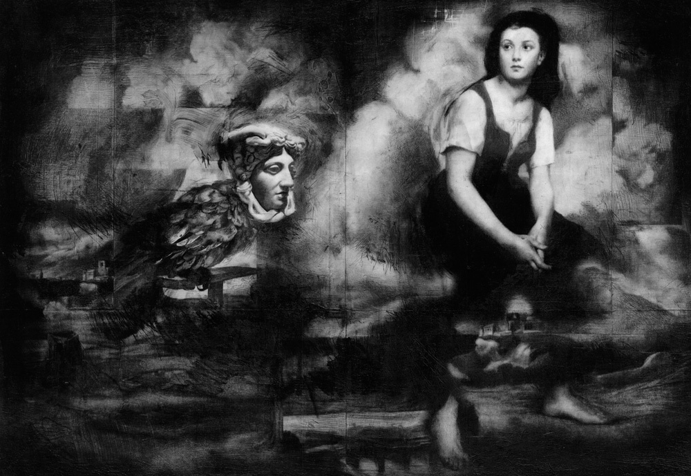Pierrick Naud, L'hypothèse des doublures n°07, 38x28 cm, graphite, fusain, pierre noire et vernis sur papier, 2022. Courtesy artiste et Galerie Modulab